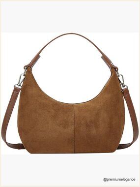 Vintage Suede Crescent Shoulder Bag Tote Crossbody Handbag Purse